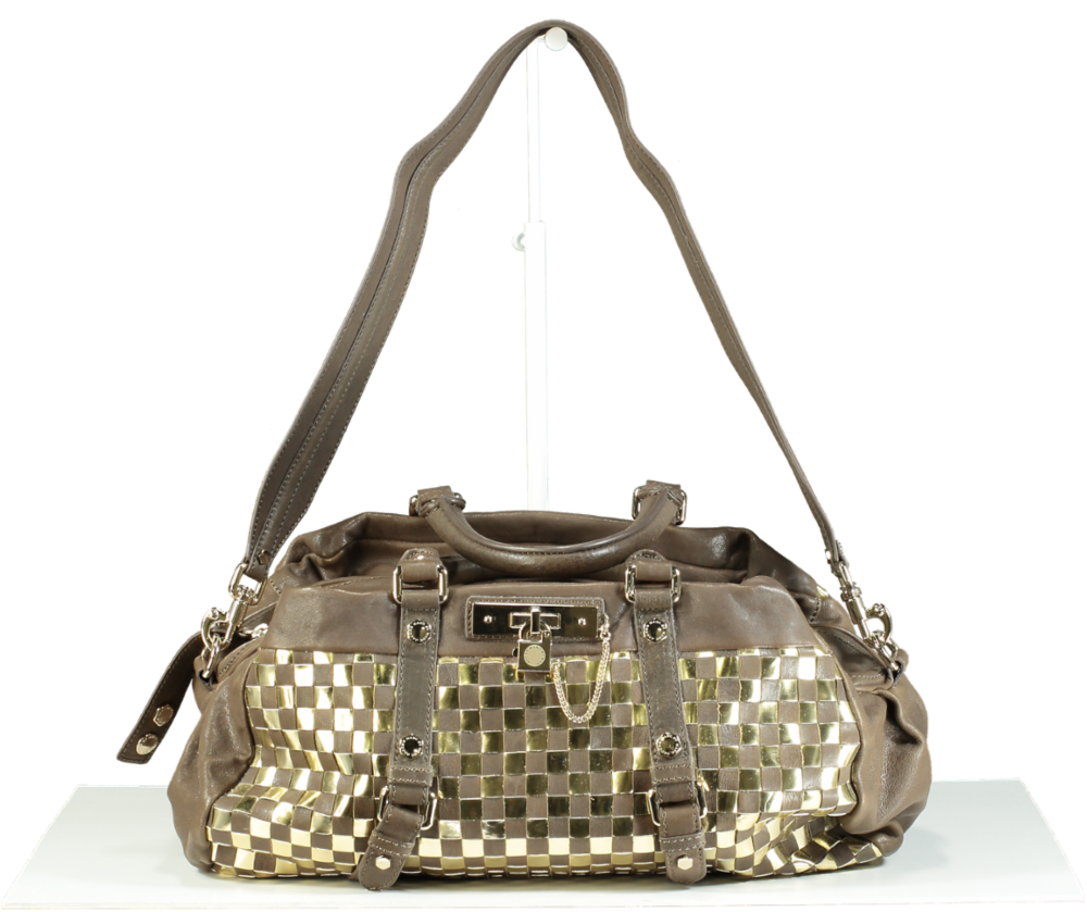 Marc by Marc Jacobs Metallic Silver and Brown Quilted Satchel