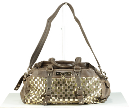 Marc by Marc Jacobs Metallic Silver and Brown Quilted Satchel