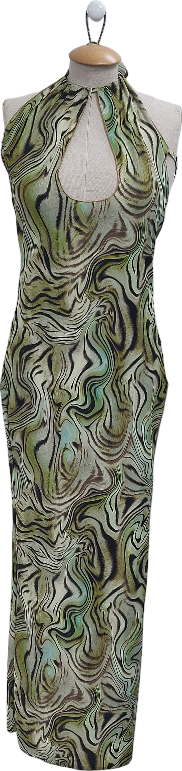 Green Animal Print Midi Dress UK S/M