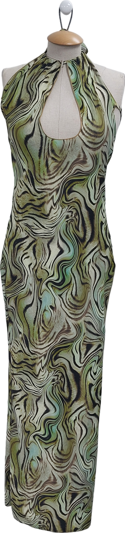 Green Animal Print Midi Dress UK S/M