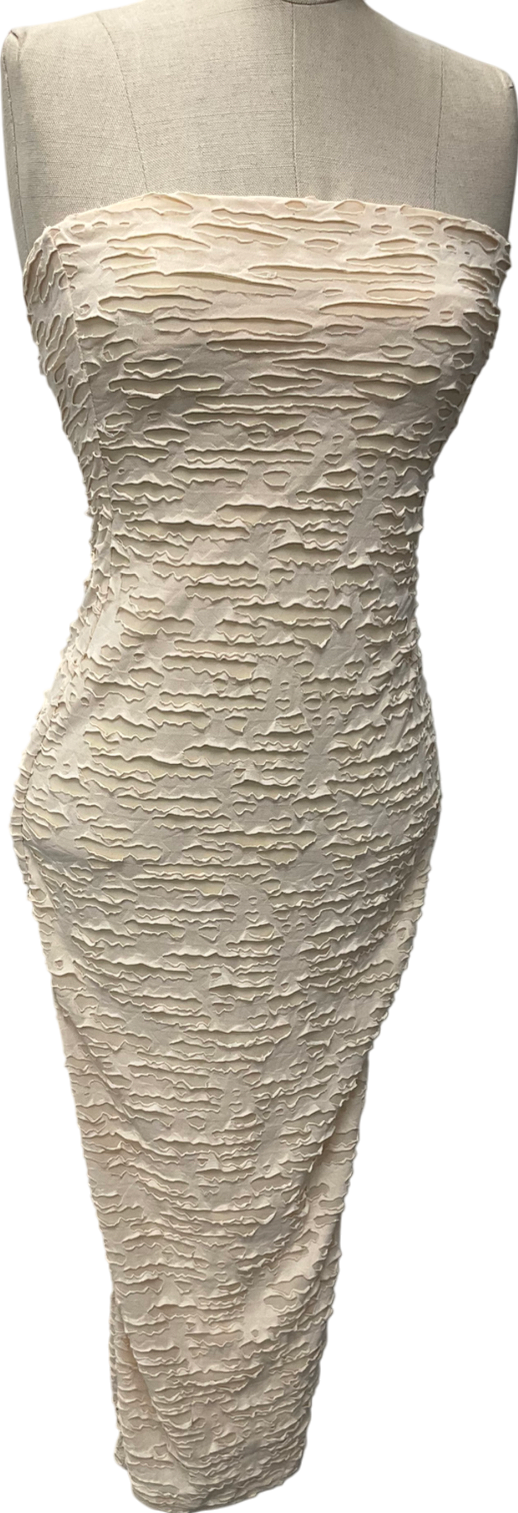 Mars the Label Cream The Shape Textured Midaxi Dress UK 6
