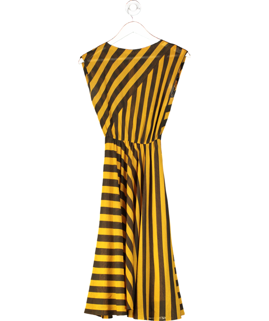 Yellow Striped Midi Dress UK XS/S