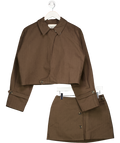 Lounge UK Brown 2-piece Button Detail Jacket ( Uk 10) And Mini Skirt UK 8
