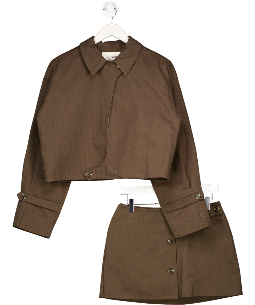 Lounge UK Brown 2-piece Button Detail Jacket ( Uk 10) And Mini Skirt UK 8