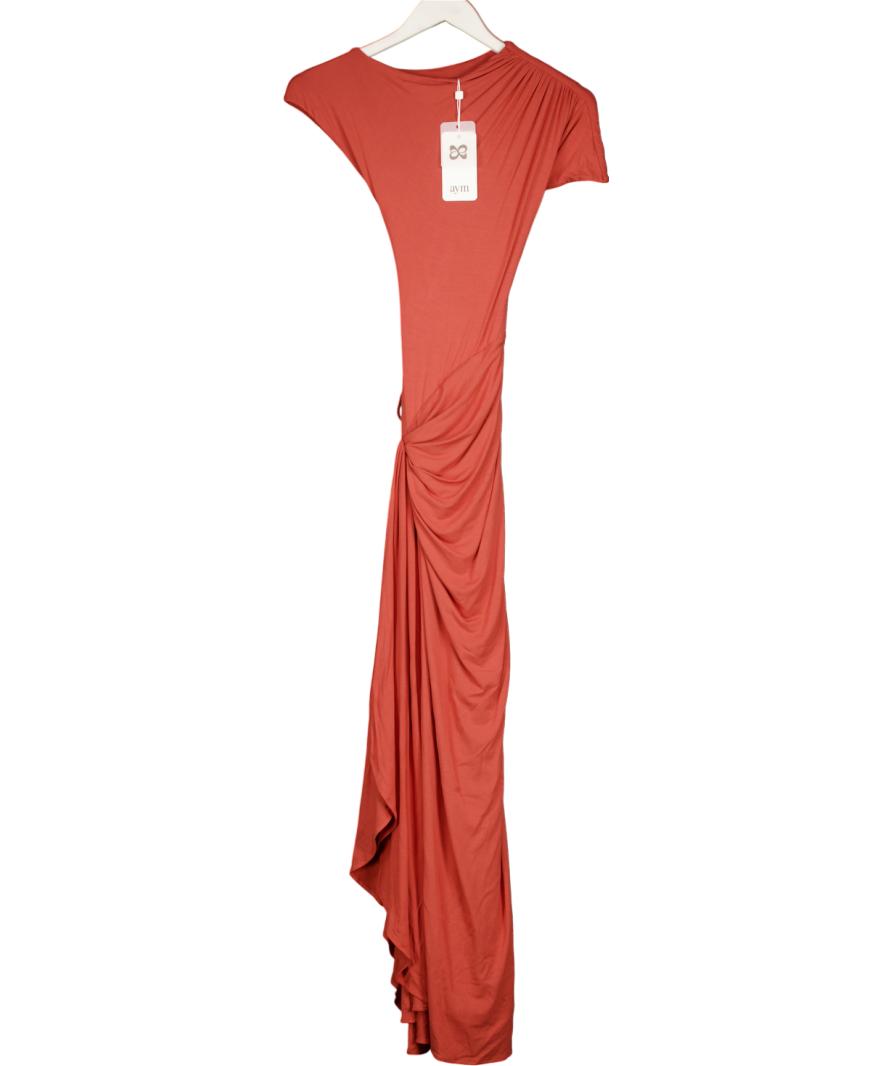 AYM STUDIOS Rust Brown Double Layer Venus Dress - Mahogany UK XS