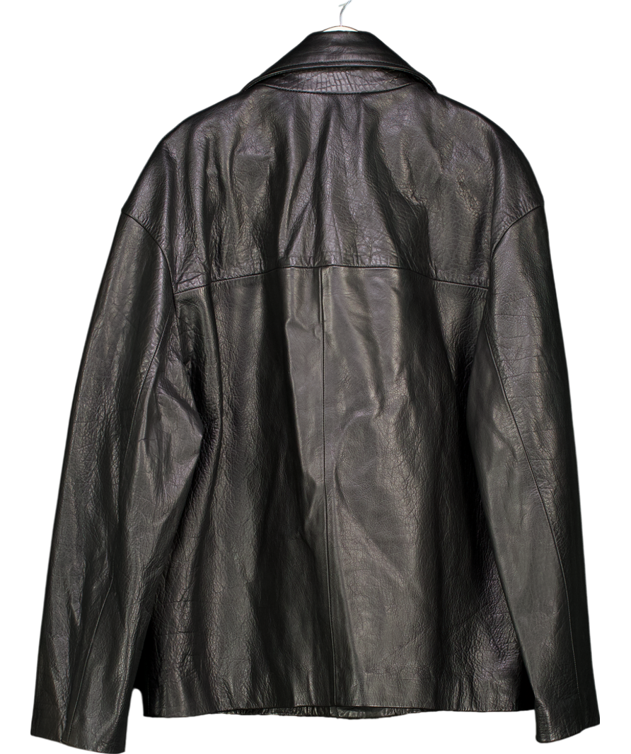 ZARA Black Leather Jacket UK L