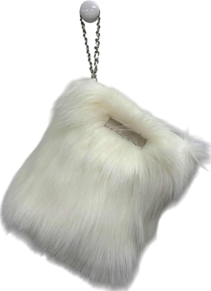 Huda Beauty White Faux Fur Bag One Size