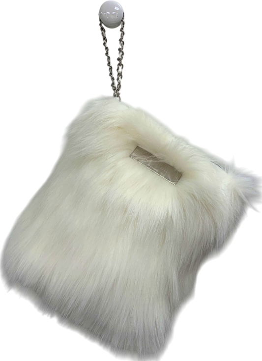 Huda Beauty White Faux Fur Bag One Size