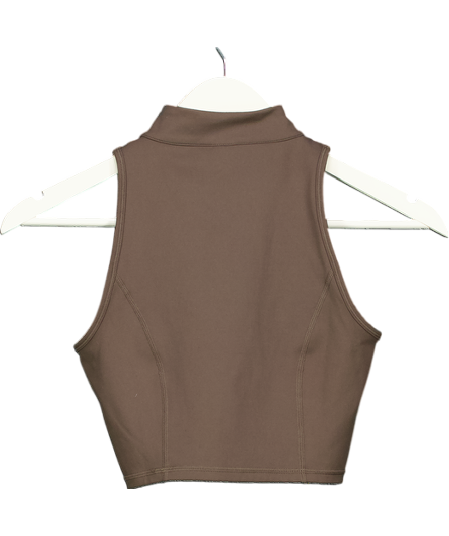 Oner Active Brown Half Zip Crop Tank Top UK XS