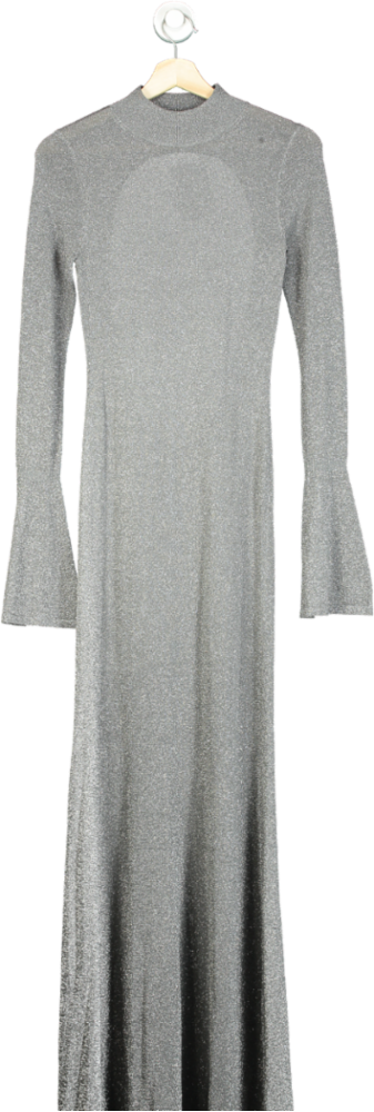 House of CB Silver Metallic Long Sleeve Maxi Dress XS