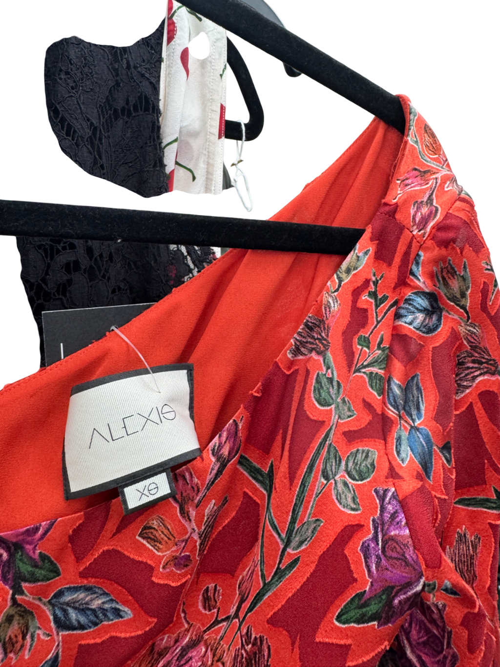 Alexis Red Marseilleasymmetrical Hi-low Floral Maxi Dress/gown Belted UK XS