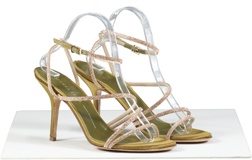 Maria Luca Green Curry Fannia Crystal Sandal UK 7 EU 40