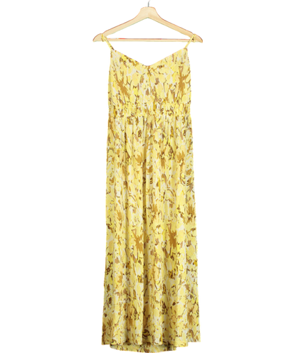 MANGO Yellow Cross-back Textured Dress UK XL