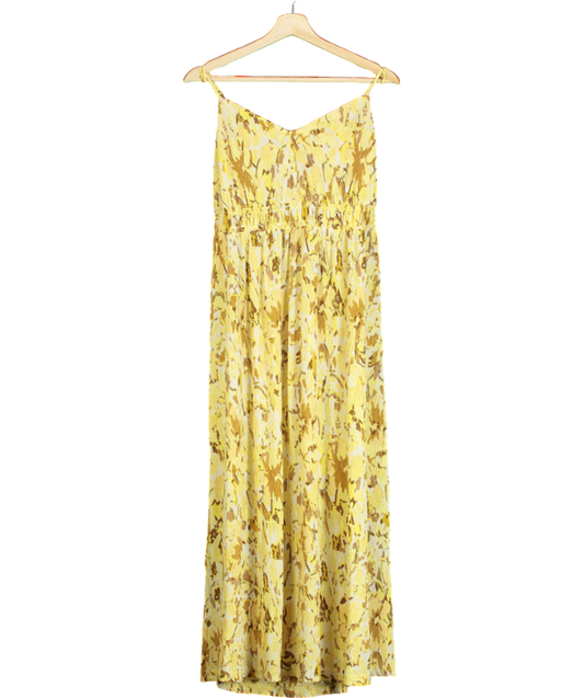 MANGO Yellow Cross-back Textured Dress UK XL