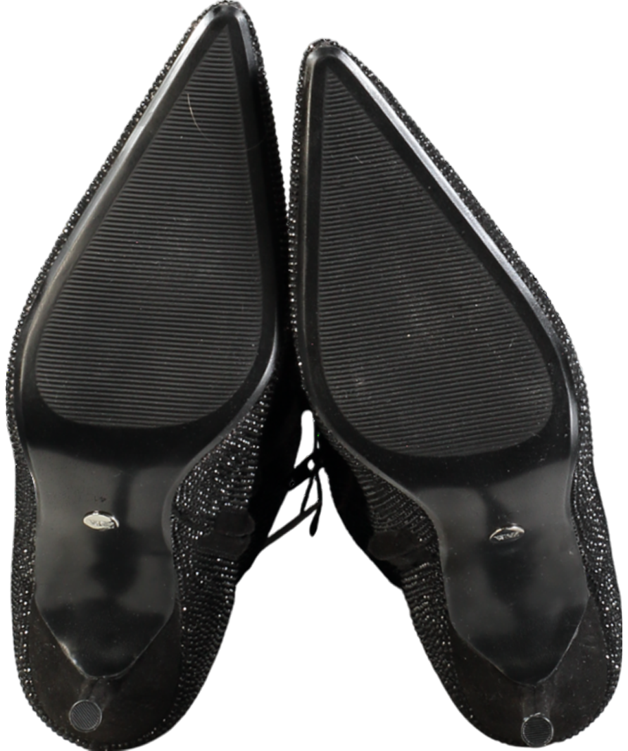 ZARA Black Pointed Sequin Embellished Calf Boots UK 8 EU 41 👠