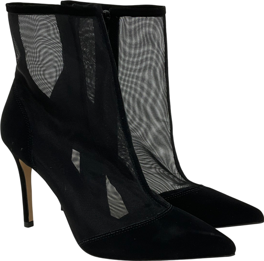 SOSANDAR Black Suede Stiletto With Mesh Panel Ankle Boot UK 6 EU 39 👠