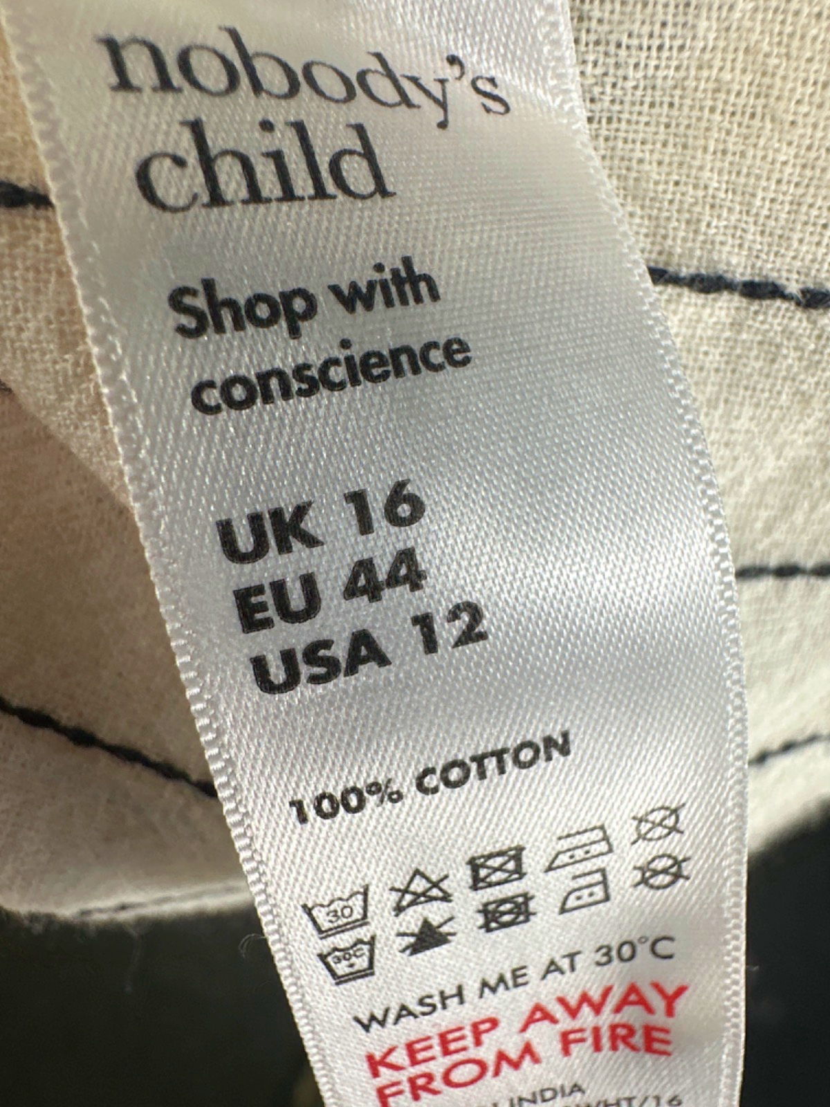 Nobody's Child Beige Striped Midi Dress UK 16