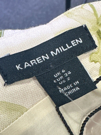 Karen Millen Floral Botanic Printed Linen Woven Crop Top UK 6