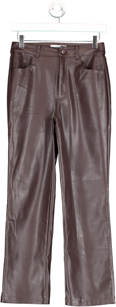 Never Fully Dressed Brown Vegan Leather Trousers UK 8