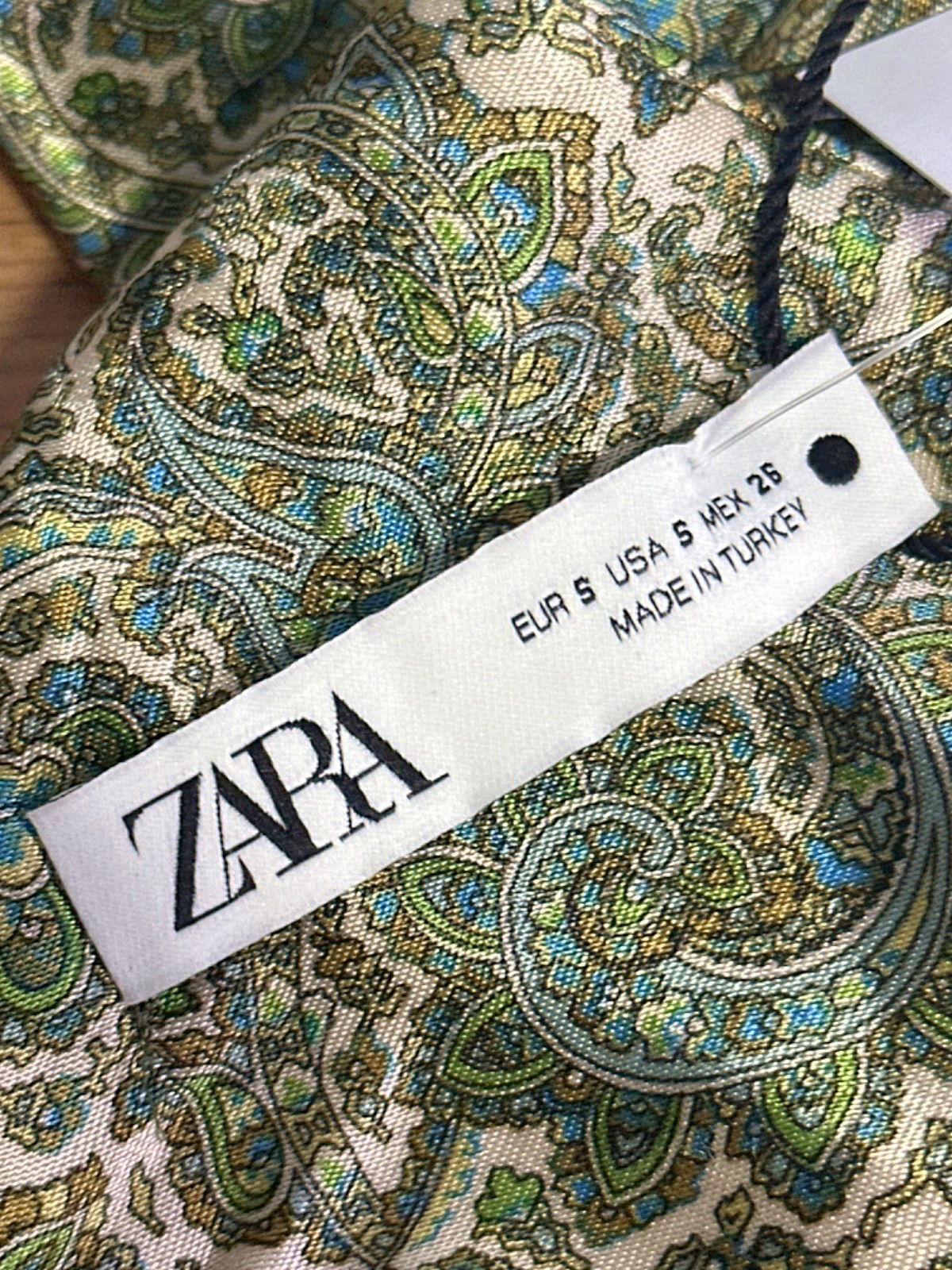 Zara Green Paisley V-Neck Sleeveless Dress UK S