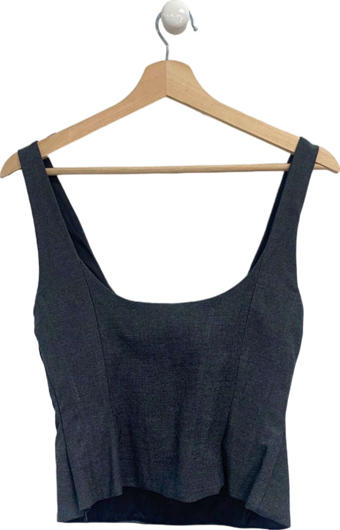 Zara Dark Grey Draped Sleeveless Top UK S