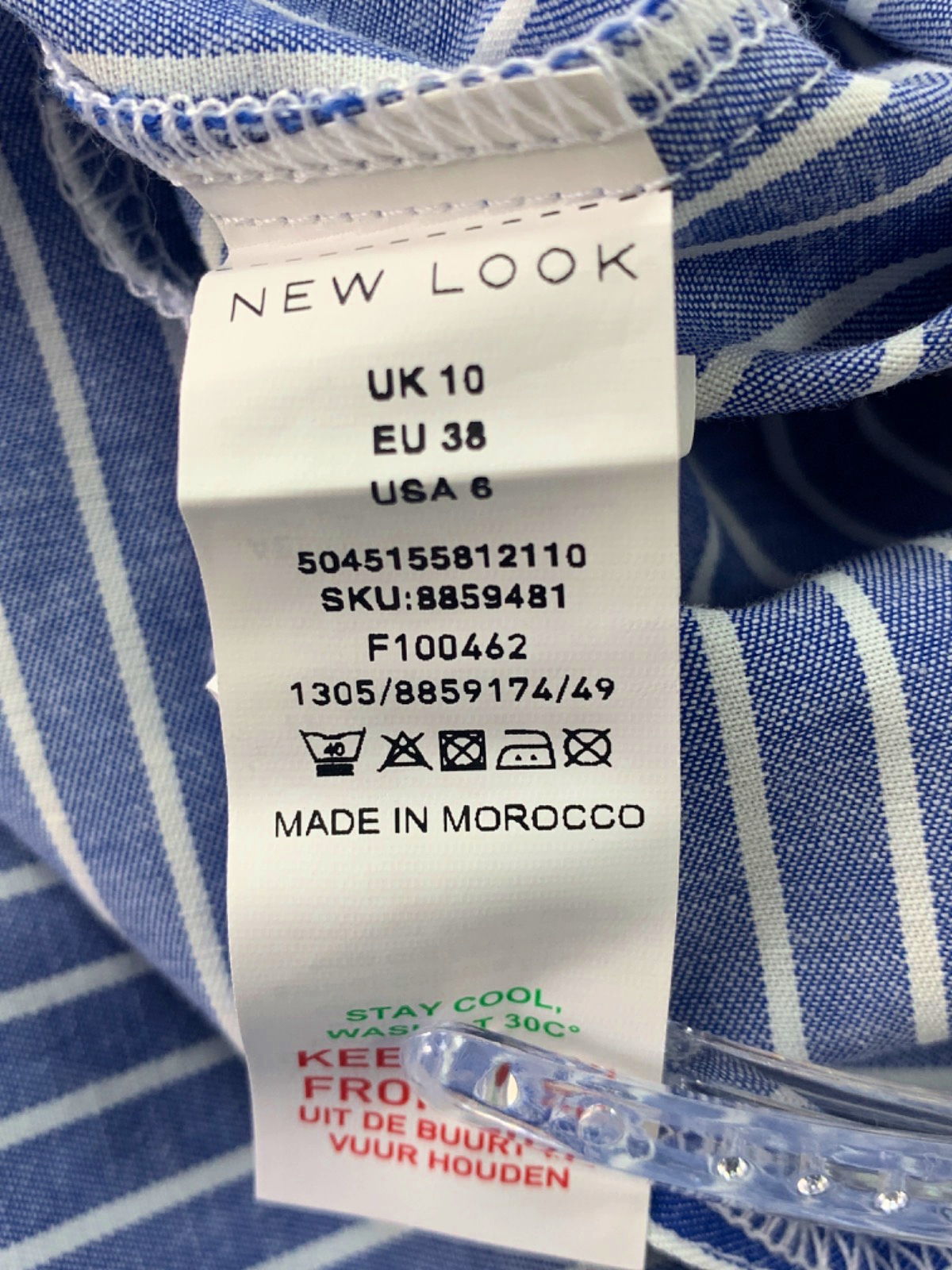 New Look Blue Striped Long-Sleeve Shirt UK 10