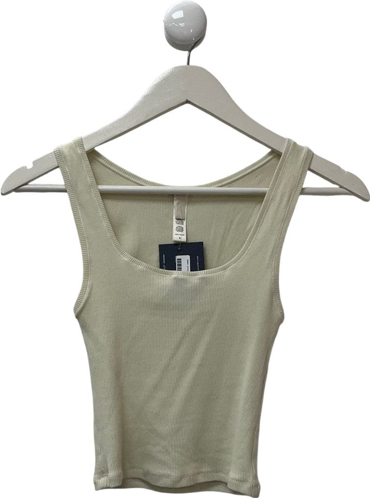 SKIMS Cream Cotton Ribbed Tank Top UK S