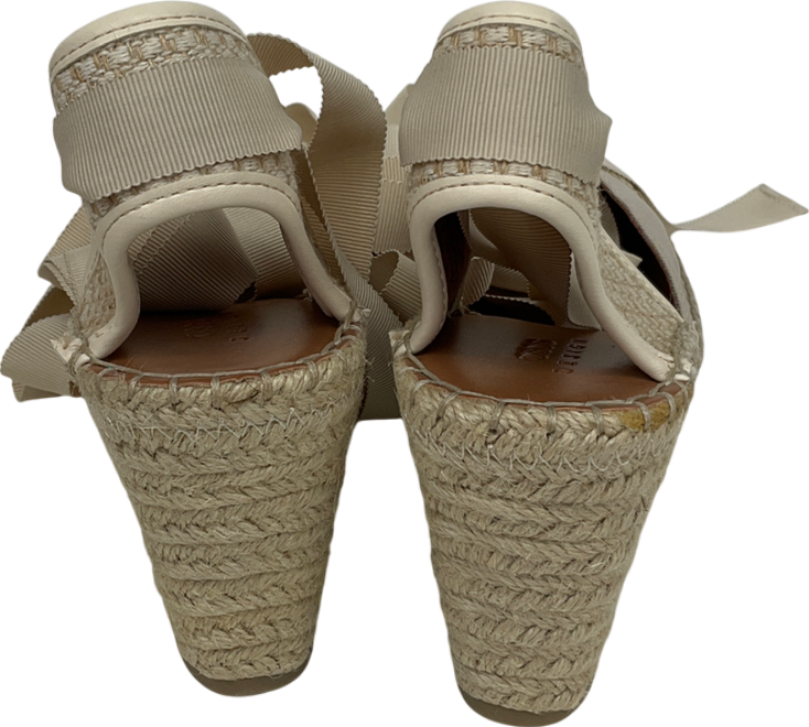 ASOS Cream Tyra Closed Toe Wedges In Natural Linen UK 5 EU 38 👠