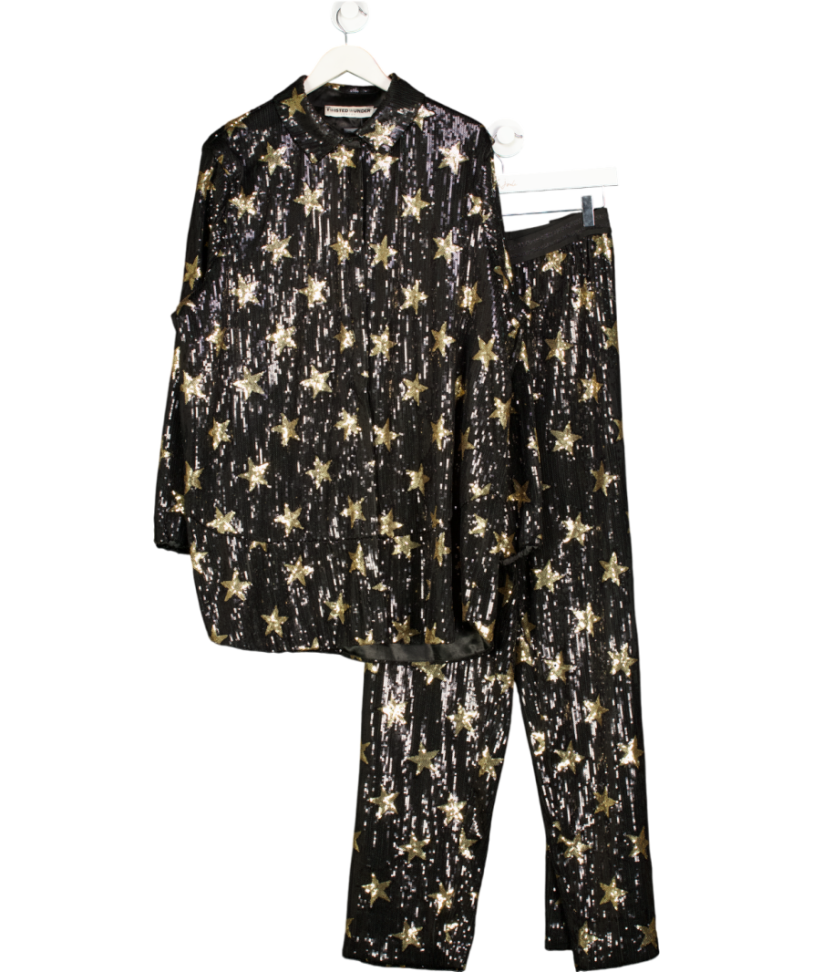 Twisted Wunder Metallic Plus Oversized Shirt And Trouser Set In Sequin Star Print UK 22