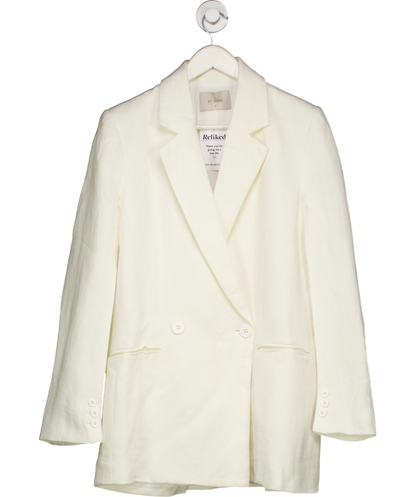 St. Agni White Slit Sleeve Linen Blazer UK S