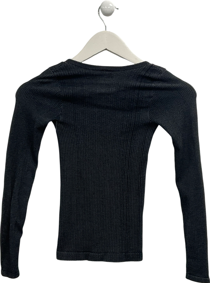 Free People Black Cleanslate Seamless Long Sleeve Top UK M