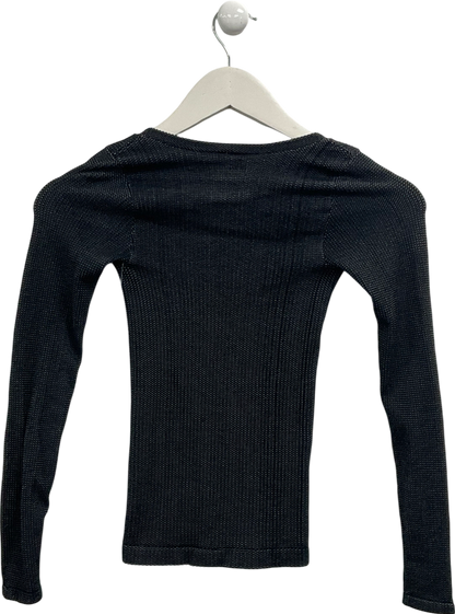 Free People Black Cleanslate Seamless Long Sleeve Top UK M