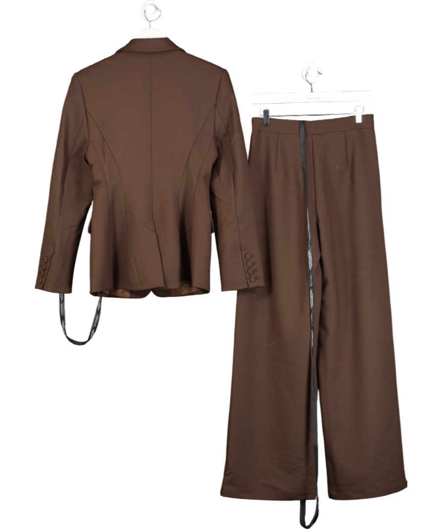 Six Stories Brown Cinched Waist Blazer And Tailored Trousers In Chocolate UK 8