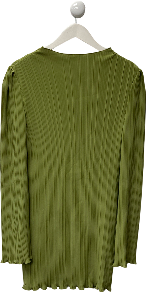 NA-KD Green Textured Dropped Sleeve Dress UK M