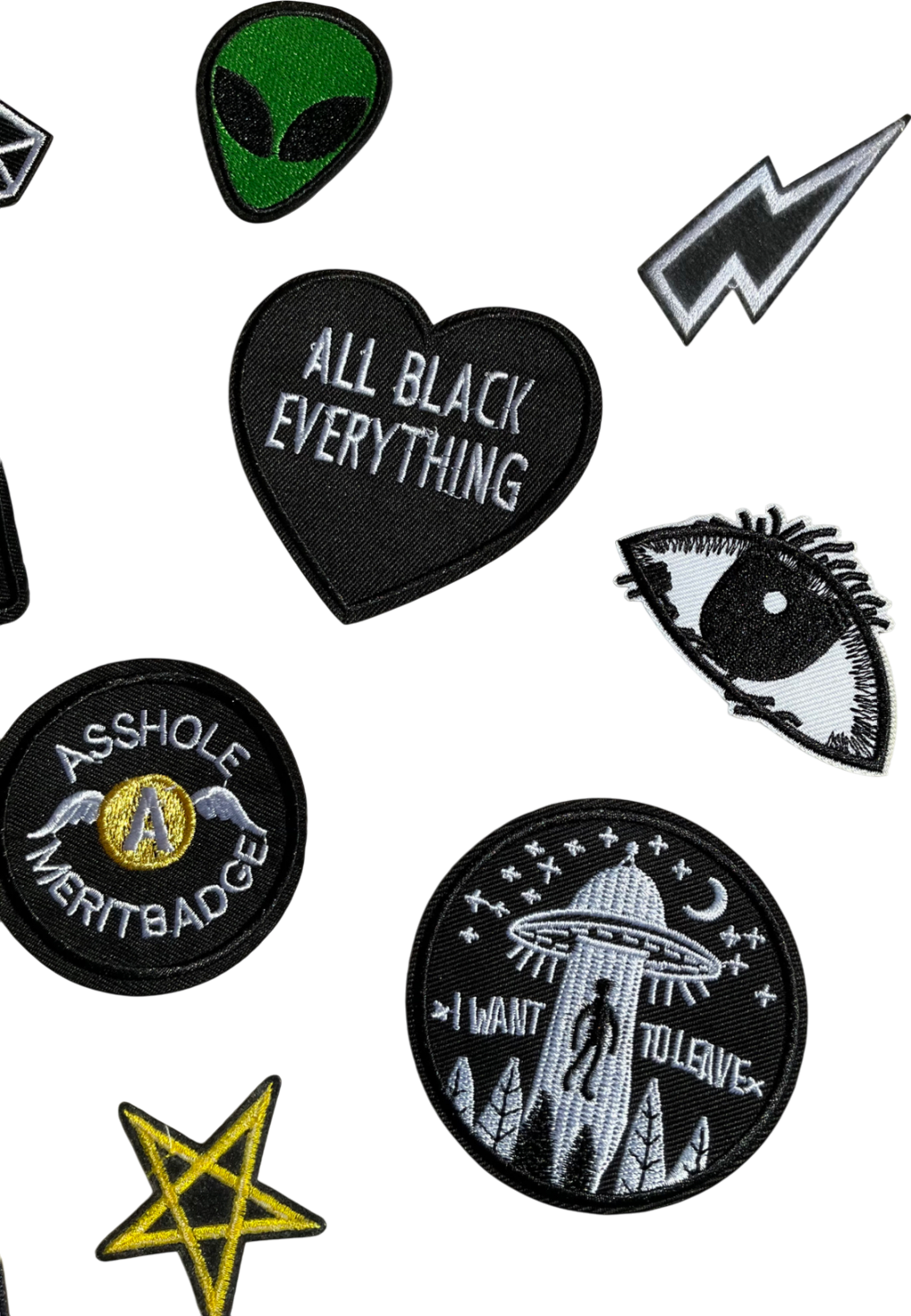 Black Applique Patches 12 Pack One Size