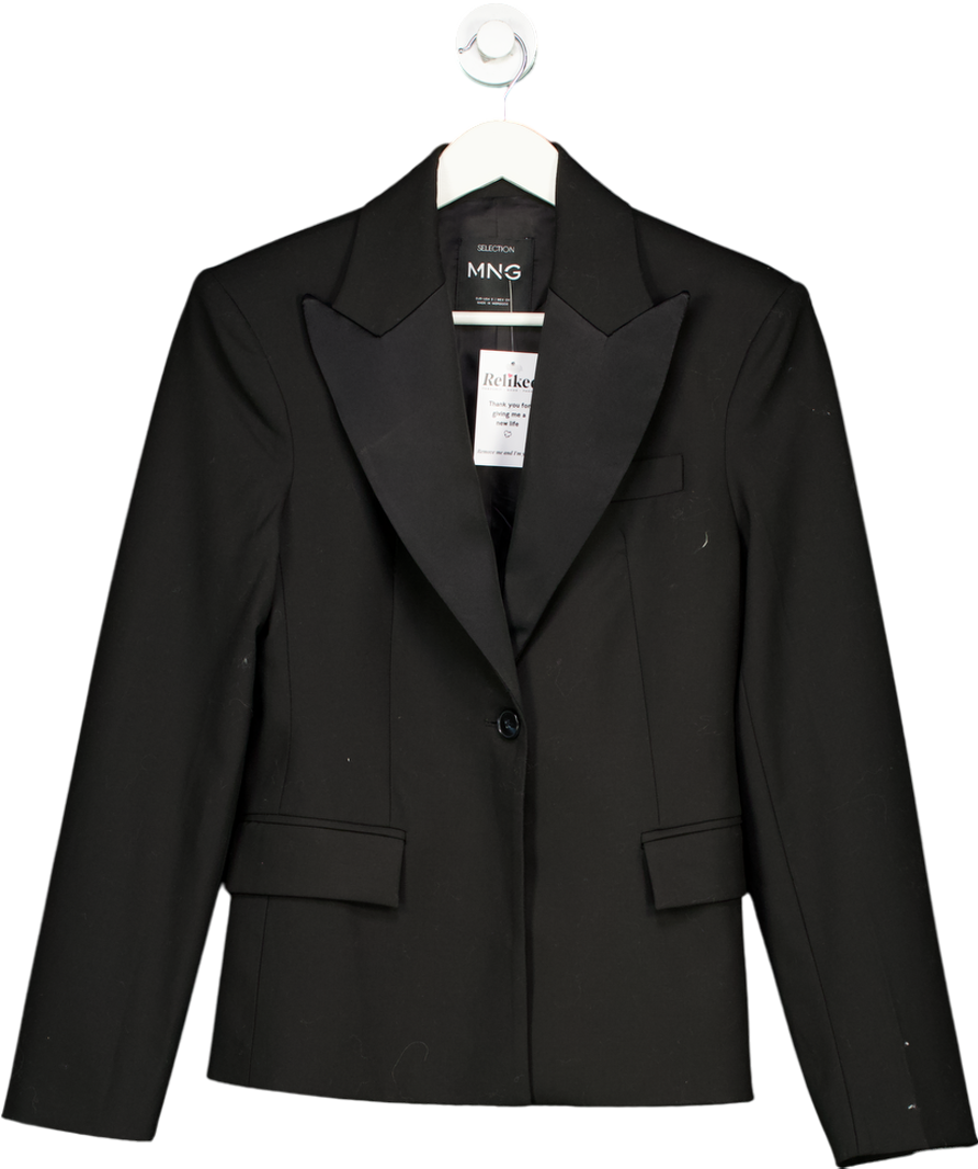 MANGO Black Wool Blend Blazer UK S