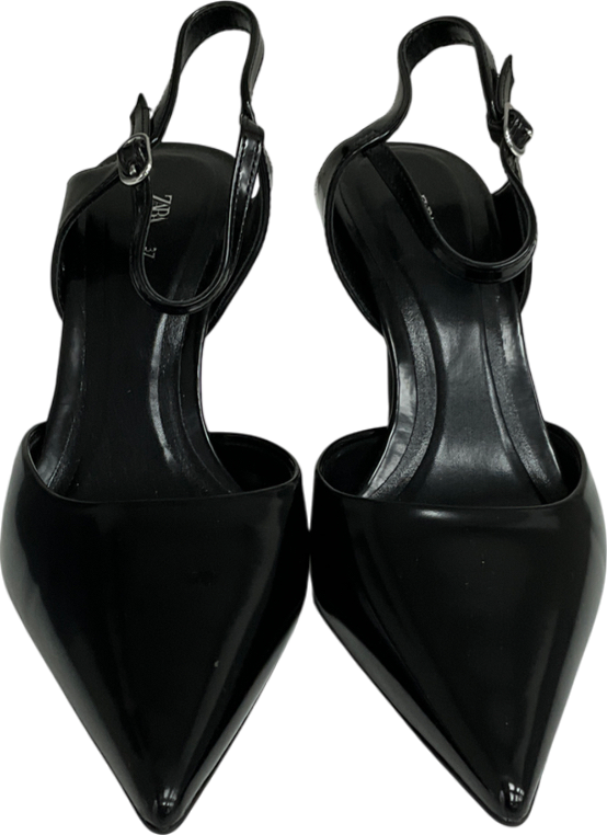 ZARA Black Slingback Strappy Heels UK 4 EU 37 👠