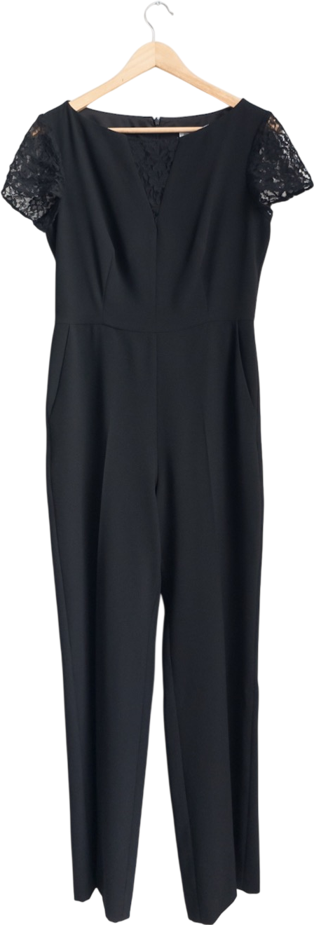 FENN WRIGHT MANSON Black Lace Sleeve Jumpsuit UK 10