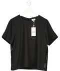 ELEVEN LOVES Black Winnie Lurex Side Stripe T-shirt UK 12