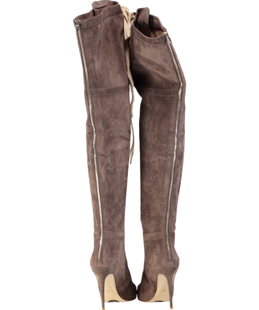 Mistress Rocks Brown Odyssey Suede Lace Up Tight Boot UK 6 EU 39 👠