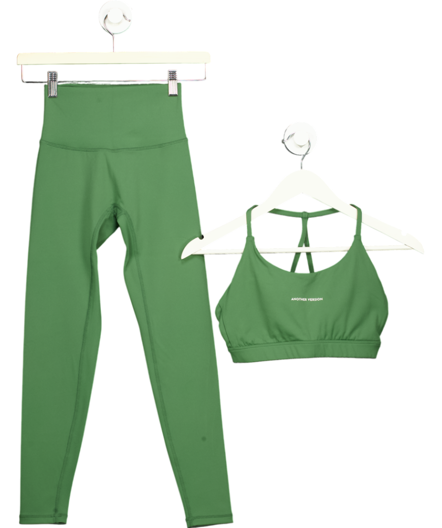 Another Version Green Second Skin Crop Top And Leggings Set UK S