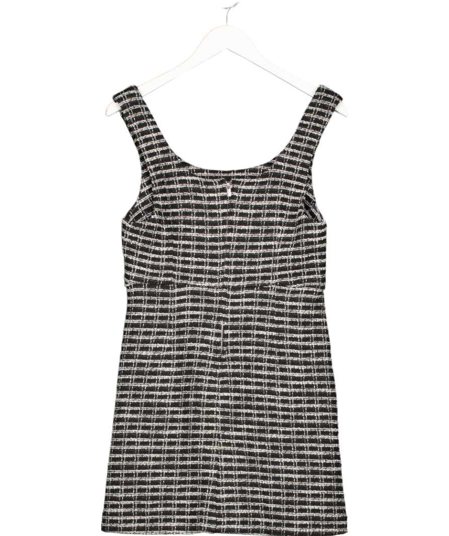 MANGO Black Check Tweed Dress UK 10