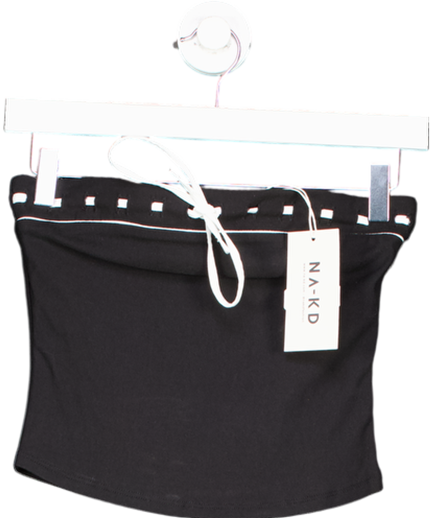 NA-KD Black Seam ribbbon Detailed corset Top UK 6