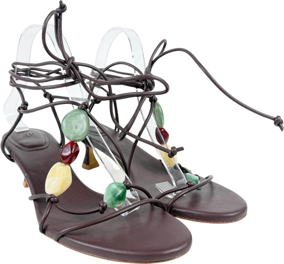 H&M Brown Kitten-heeled Strappy Sandals UK 5 EU 38