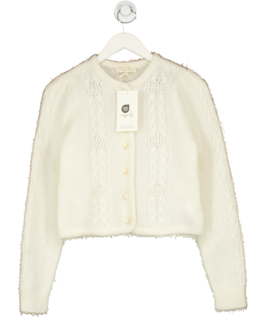 Sezane Cream Evy Wool & Kid Mohair Cardigan UK S
