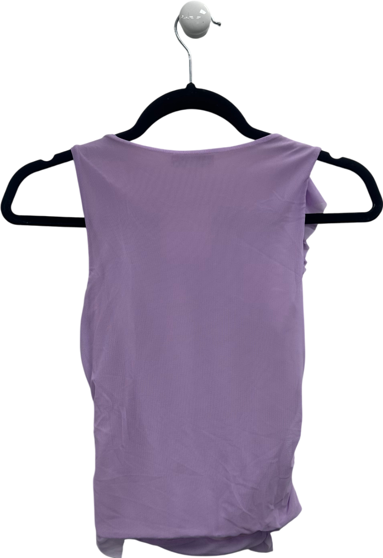 Public Desire Purple Frill Side Ruched Boat Neck Top Lilac UK 8
