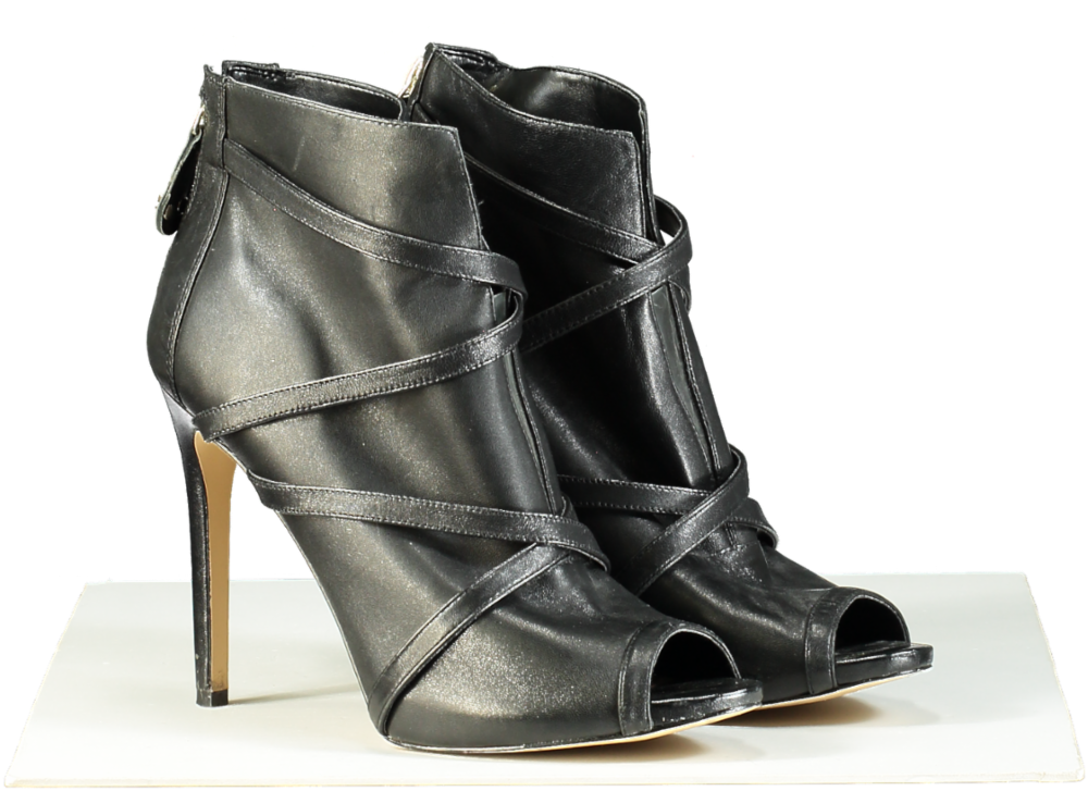 Guess Black Peep Toe Heeled Ankle Boots UK 8 EU 41