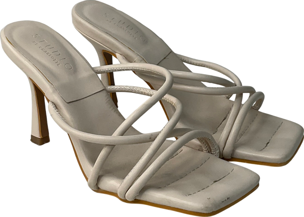 studio by charlotte Cream Strappy Heeled Mule UK 5 EU 38 👠