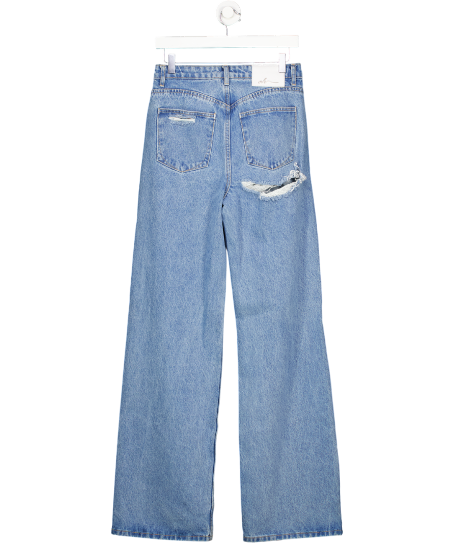 Oh Polly Blue Tall Lace Up Distressed Jeans UK 10