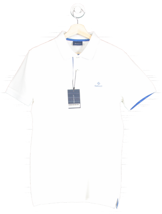 Gant White Contrast Collar Piqué Rugger Polo Shirt SIZE XXL